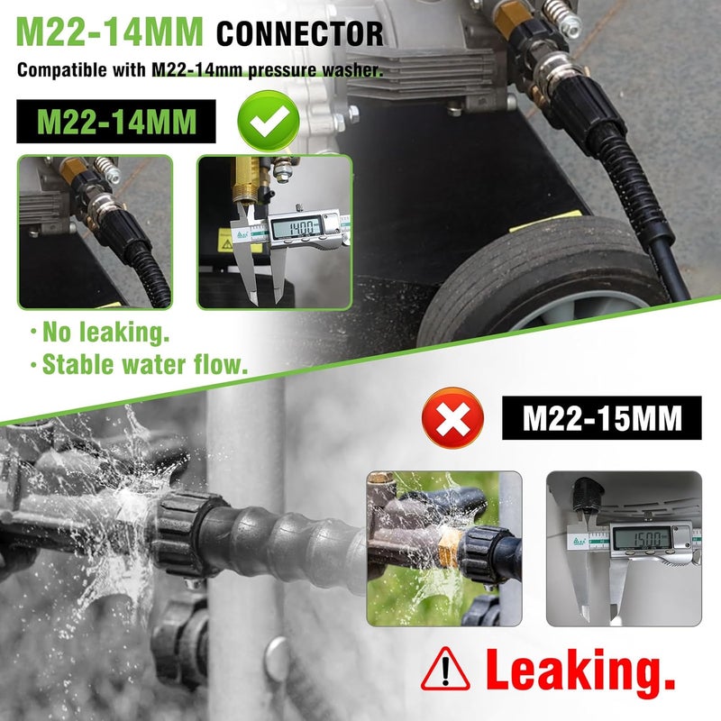 Zebra Clean Pressure Washer Hose 50 FT x 1/4''，3600 PSI Kink Resistant Power Washer Hose Replacement– Universal Electric Power Washer Hose with Leak-Free M22 Female and 3/8" Quick Connection Kit - Image 3